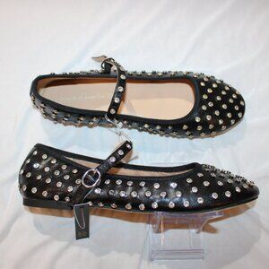 House of Harlow 1960 Black Studded Mary Jane Ballet Flats NWOB